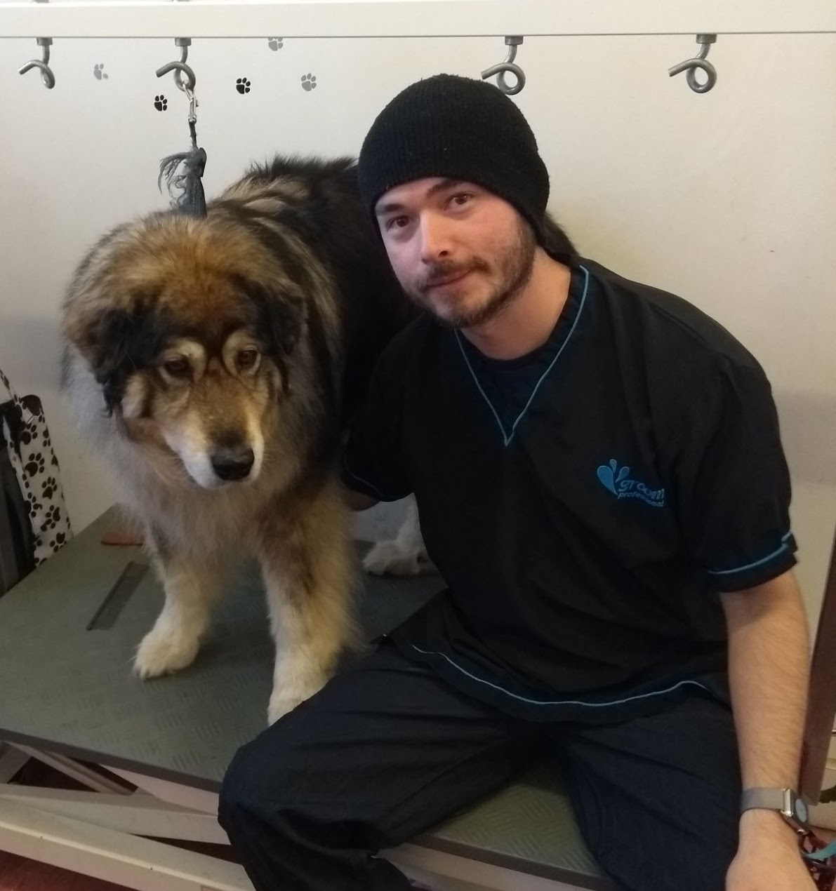 Tim with a rough-coated competition dog